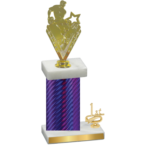 Accented Single Purple Carbon Fiber First Place Rugby Trophy