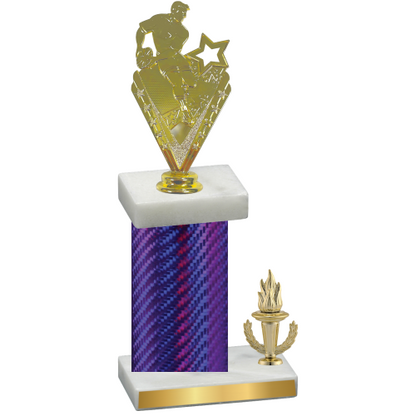 Accented Single Purple Carbon Fiber Victory Rugby Trophy