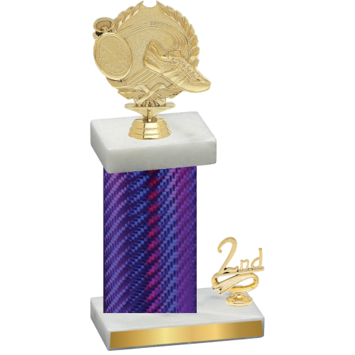 Accented Single Purple Carbon Fiber Second Place Running Trophy