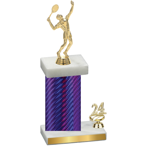 Accented Single Purple Carbon Fiber Year Tennis Trophy