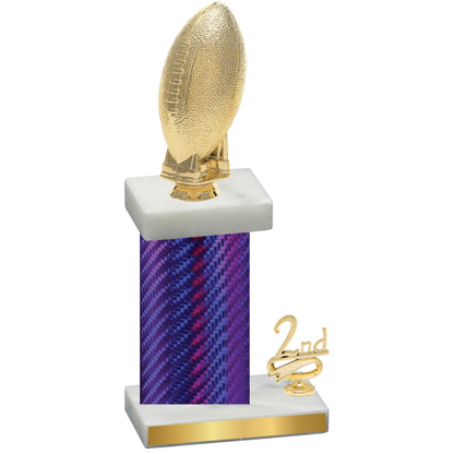 Accented Single Purple Carbon Fiber Second Place Football Trophy