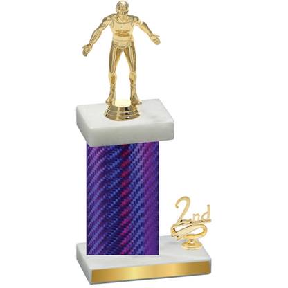 Accented Single Purple Carbon Fiber Second Place Wrestling Trophy