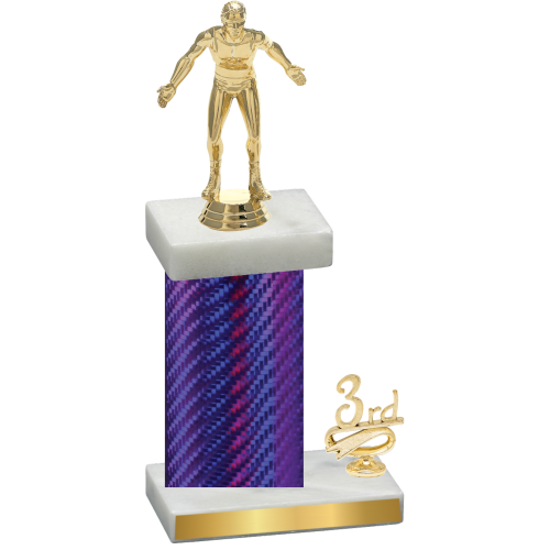 Accented Single Purple Carbon Fiber Third Place Wrestling Trophy