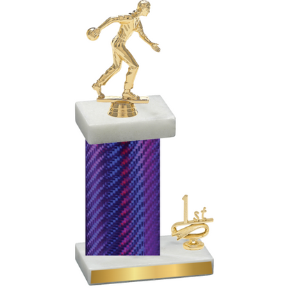 Accented Single Purple Carbon Fiber First Place Bowling Trophy