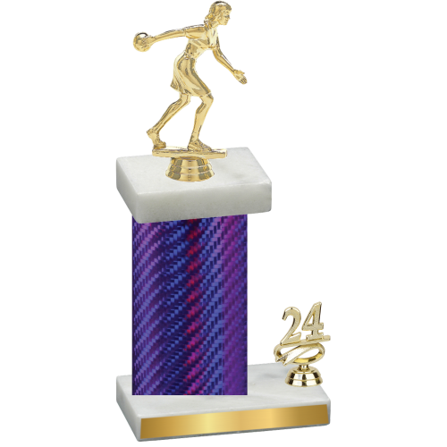 Accented Single Purple Carbon Fiber Year Bowling Trophy