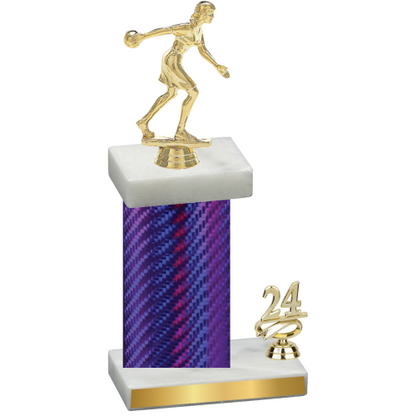 Accented Single Purple Carbon Fiber Year Bowling Trophy