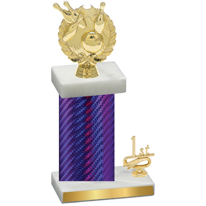 Accented Single Purple Carbon Fiber First Place Bowling Trophy