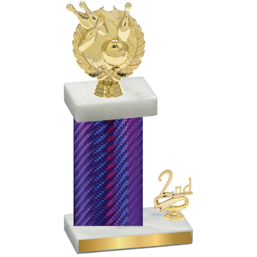 Accented Single Purple Carbon Fiber Second Place Bowling Trophy