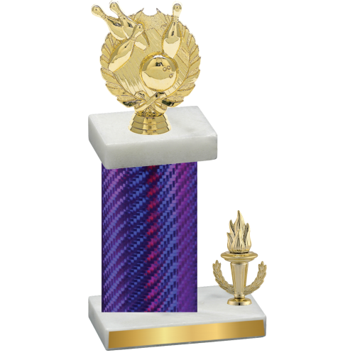 Accented Single Purple Carbon Fiber Victory Bowling Trophy