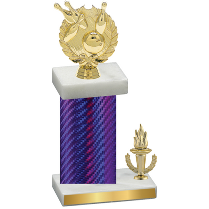 Accented Single Purple Carbon Fiber Victory Bowling Trophy