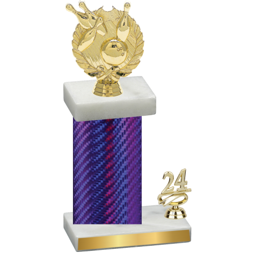 Accented Single Purple Carbon Fiber Year Bowling Trophy