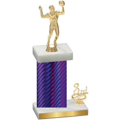 Accented Single Purple Carbon Fiber Third Place Volleyball Trophy