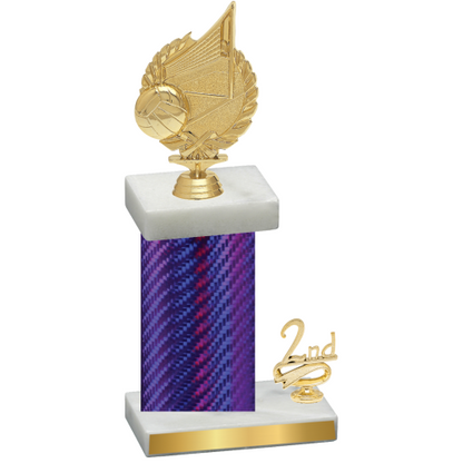 Accented Single Purple Carbon Fiber Second Place Volleyball Trophy