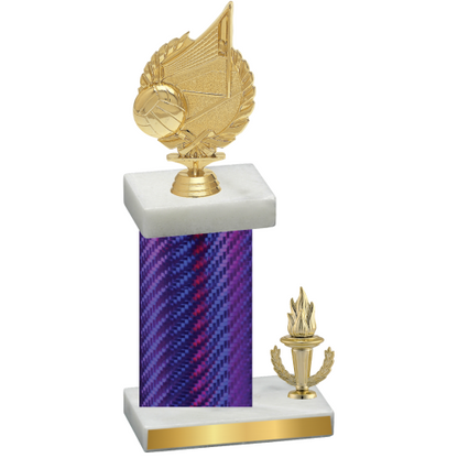 Accented Single Purple Carbon Fiber Victory Volleyball Trophy