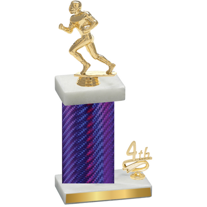 Accented Single Purple Carbon Fiber Fourth Place Football Trophy