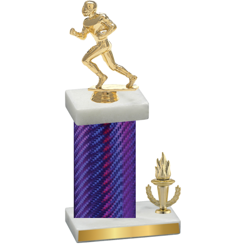 Accented Single Purple Carbon Fiber Victory Football Trophy