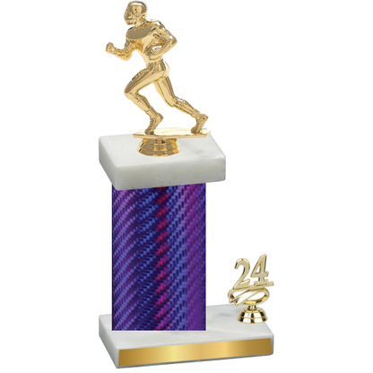 Accented Single Purple Carbon Fiber Year Football Trophy