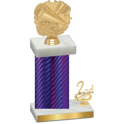 Accented Single Purple Carbon Fiber Second Place Cheerleading Trophy