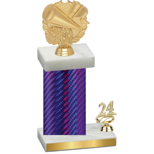 Accented Single Purple Carbon Fiber Year Cheerleading Trophy