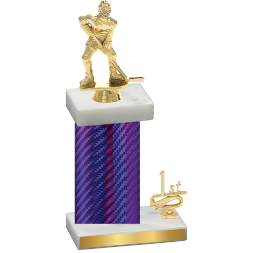 Accented Single Purple Carbon Fiber First Place Hockey Trophy