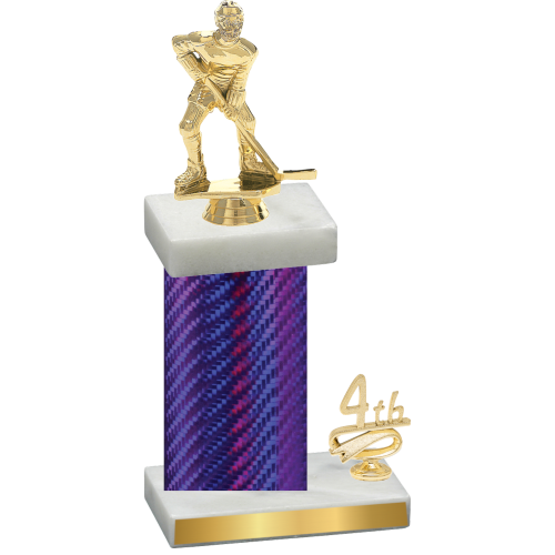 Accented Single Purple Carbon Fiber Fourth Place Hockey Trophy