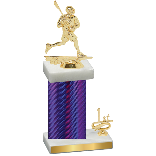 Accented Single Purple Carbon Fiber First Place Lacrosse Trophy