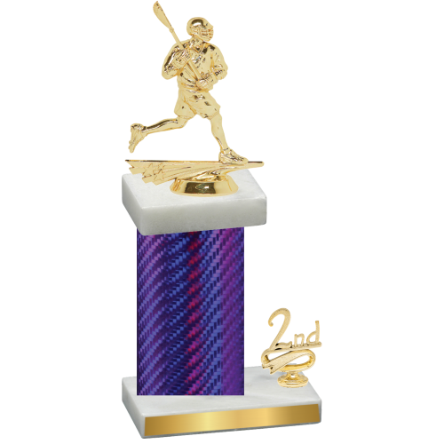 Accented Single Purple Carbon Fiber Second Place Lacrosse Trophy