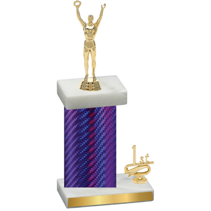 Accented Single Purple Carbon Fiber First Place Victory Trophy