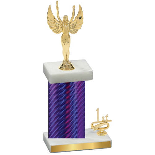 Accented Single Purple Carbon Fiber First Place Victory Trophy