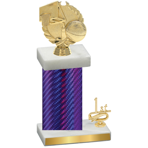 Accented Single Purple Carbon Fiber First Place Basketball Trophy