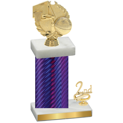 Accented Single Purple Carbon Fiber Second Place Basketball Trophy