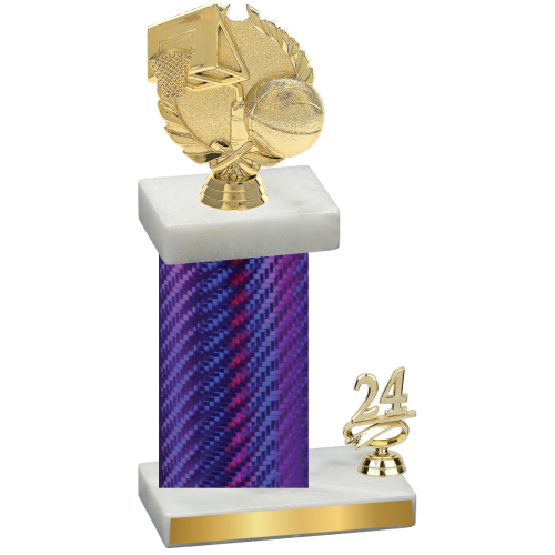 Accented Single Purple Carbon Fiber Year Basketball Trophy