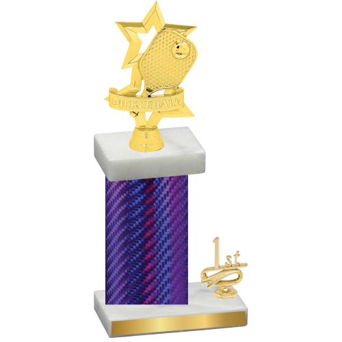 Accented Single Purple Carbon Fiber First Place Pickleball Trophy