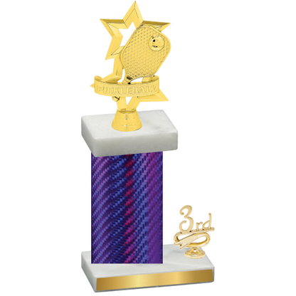 Accented Single Purple Carbon Fiber Third Place Pickleball Trophy