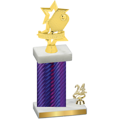 Accented Single Purple Carbon Fiber Year Pickleball Trophy