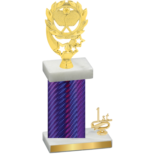 Accented Single Purple Carbon Fiber First Place Pickleball Trophy