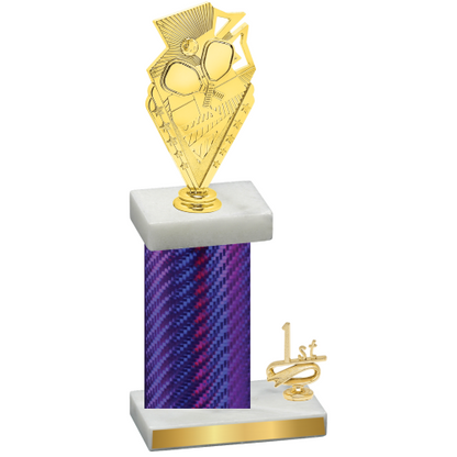 Accented Single Purple Carbon Fiber First Place Pickleball Trophy