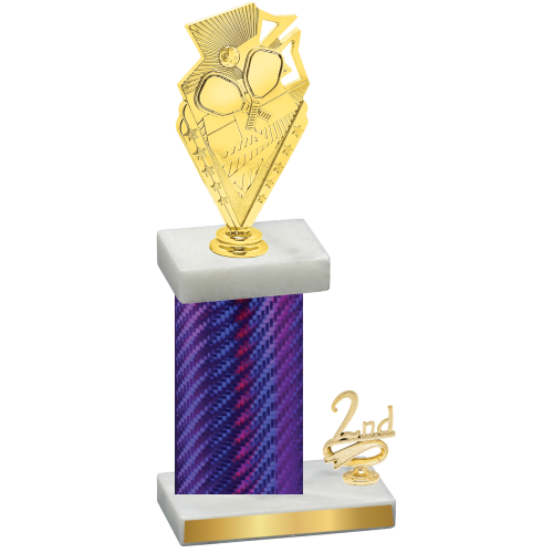 Accented Single Purple Carbon Fiber Second Place Pickleball Trophy