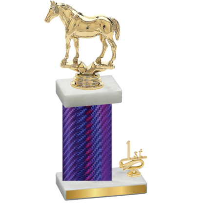 Accented Single Purple Carbon Fiber First Place Horses Trophy