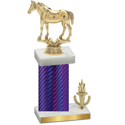 Accented Single Purple Carbon Fiber Victory Horses Trophy