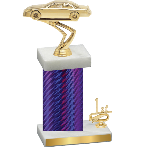 Accented Single Purple Carbon Fiber First Place Cars Trophy