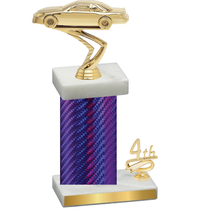 Accented Single Purple Carbon Fiber Fourth Place Cars Trophy