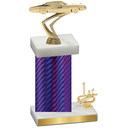 Accented Single Purple Carbon Fiber First Place Cars Trophy