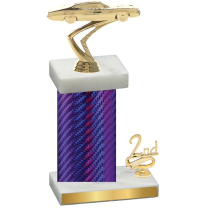 Accented Single Purple Carbon Fiber Second Place Cars Trophy