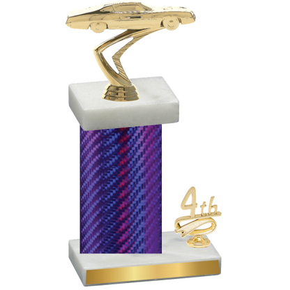 Accented Single Purple Carbon Fiber Fourth Place Cars Trophy