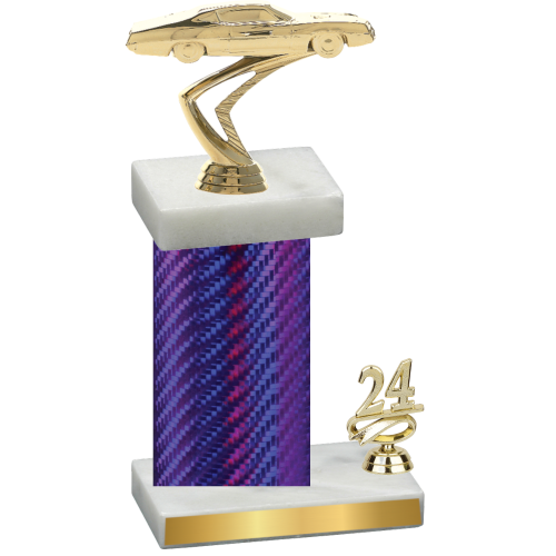 Accented Single Purple Carbon Fiber Year Cars Trophy