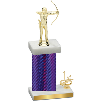 Accented Single Purple Carbon Fiber First Place Archery Trophy