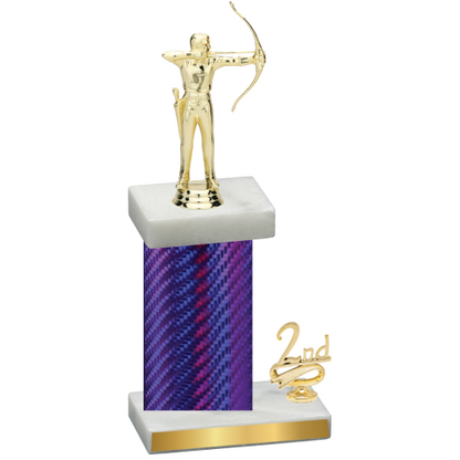 Accented Single Purple Carbon Fiber Second Place Archery Trophy