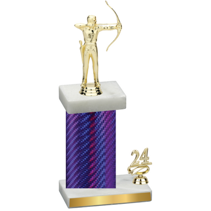 Accented Single Purple Carbon Fiber Year Archery Trophy