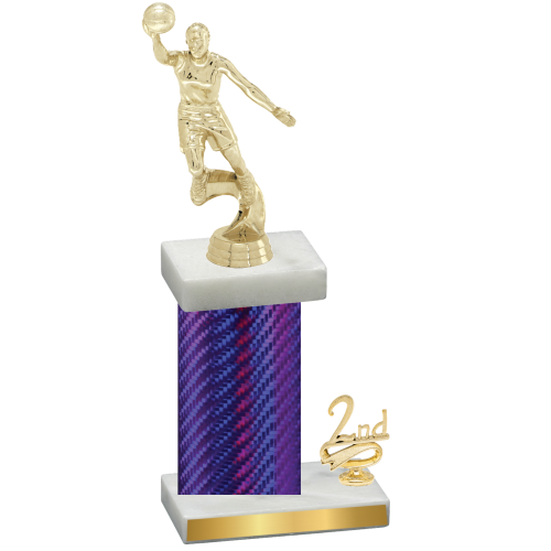 Accented Single Purple Carbon Fiber Second Place Basketball Trophy